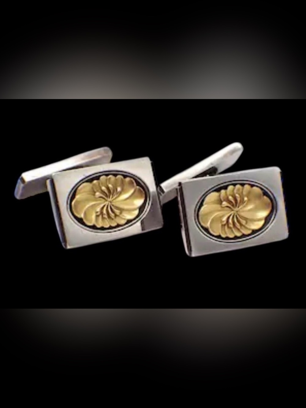 Georg Jensen Danish Denmark Sterling Silver and Gold Overlay Cufflinks No 59A